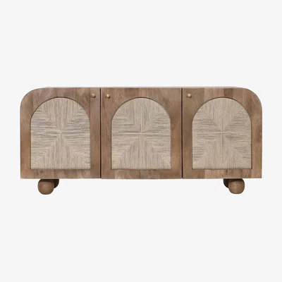 La Redoute Tropika Jute & Mango Wood 3 Door Cabinet