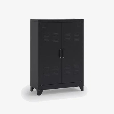 La Redoute Hiba Industrial Low Metal Cabinet with Adjustable Shelves