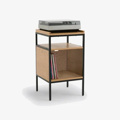 La Redoute Volga Vinyl Record Cabinet in Oak and Veneer W48cm
