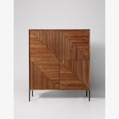 Marks & Spencer Swoon Seville Acacia Wood 4 Door Cabinet Light Brown