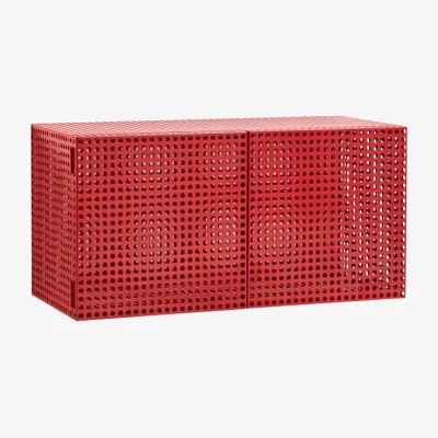 Made in Design Perforated Cabinet Small Wall storage metal red / W 89 x D 40 x H 45 cm - Hay