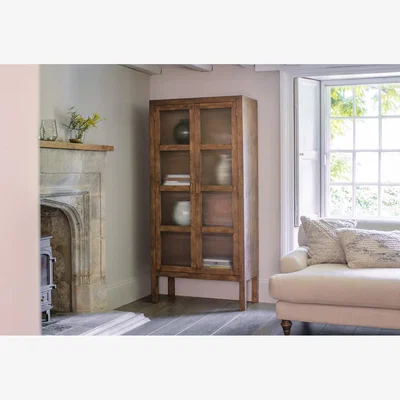 Nkuku nkuku Mendani Mango Wood & Fluted Glass Cabinet | Storage Furniture | Walnut