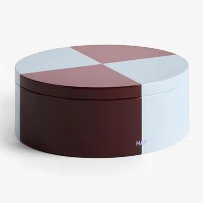 Nordic Nest HAY Tin Container Round storage jar Burgundy-ice blue