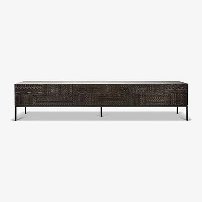 Nordic Nest Ethnicraft Tabwa media cabinet Black teak 51x240 cm