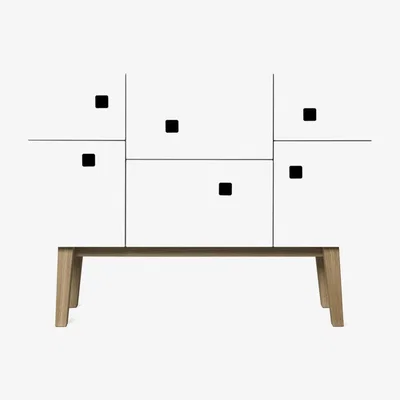 Nordic Nest Zweed Peep C2 cabinet White. retro. oak legs
