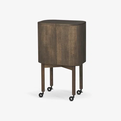 Nordic Nest Northern Loud bar cabinet on wheels Smoked oak