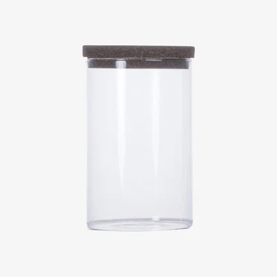 Nordic Nest Sagaform Nature storage jar with cork lid Clear-dark brown