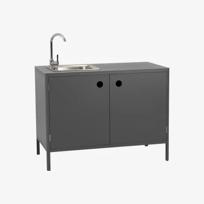 Nordic Nest Brafab Kelia outdoor kitchen base cabinet with sink Anthracite 121x90x64 cm