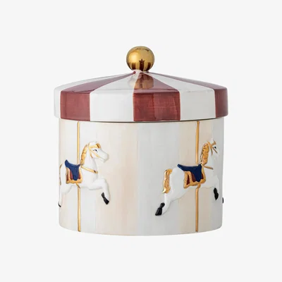 Nordic Nest Bloomingville Merry-go-round jar with lid Ø19.5x20.5 cm Red-white