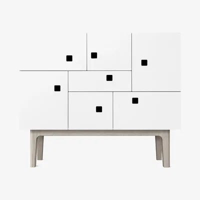 Nordic Nest Zweed Peep C1 cabinet White. White pigmented oak