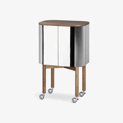 Nordic Nest Northern Loud bar cabinet on wheels Smoked oak