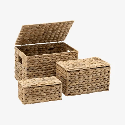 Nordic Nest Dixie Lily storage with lid 3 pieces Water hyercinth