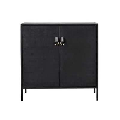 Nordic Nest Maze Liza cabinet Black. Leather details