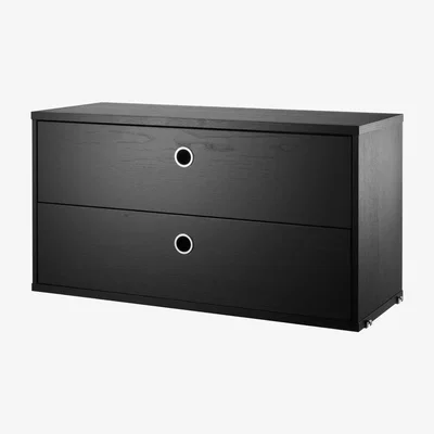 Nordic Nest String String cabinet with drawers Black stained ash 78x30 cm
