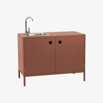 Nordic Nest Brafab Kelia outdoor kitchen base cabinet with sink Zin red 121x90x64