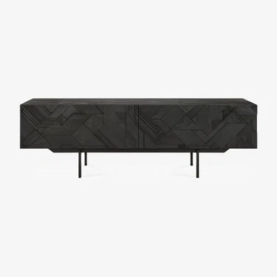 Nordic Nest Ethnicraft Graphic media cabinet Black 162 cm