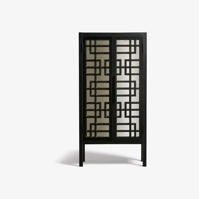 OKA Katsura Cabinet - Rubbed Black/Red