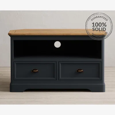 Oak&More Bridstow Oak and Blue Painted Corner TV Cabinet