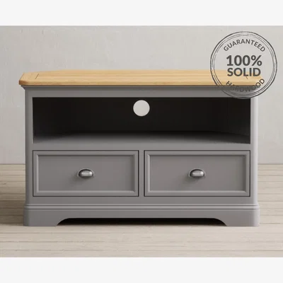 Oak&More Bridstow Oak and Light Grey Painted Corner TV Cabinet