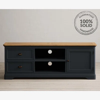 Oak&More Bridstow Oak and Blue Painted Super Wide TV Cabinet