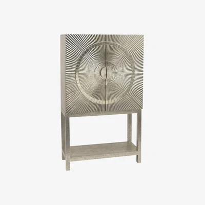 Olivia's Libra Midnight Mayfair Collection - Coco 2 Door Bar Cabinet in Silver