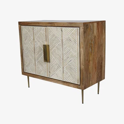 Olivia's Libra Calm Neutral Collection - Linden Bone and Mango Wood 2 Door Cabinet