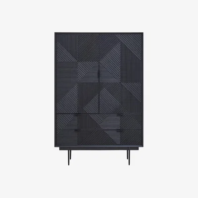 Olivia's Olivia's Soft Industrial Collection - Jakar Wooden Cabinet in Black Finish