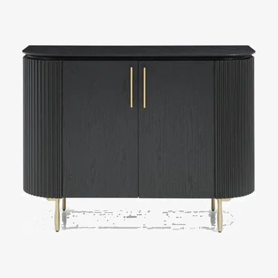 Olivia's Tommy Franks Lantine Oak 2 Door Cabinet in Matte Black