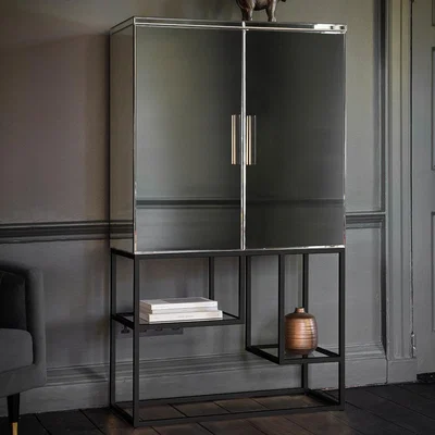 Olivia's Gallery Interiors Pippard Mirrored Cocktail Cabinet Black