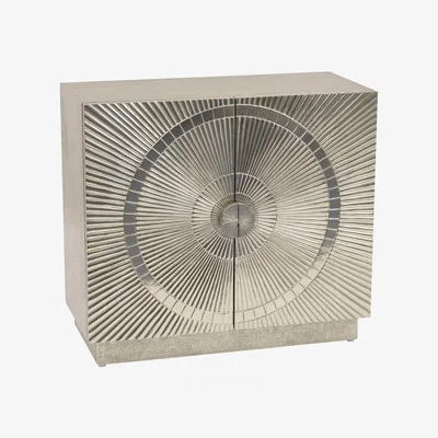 Olivia's Libra Midnight Mayfair Collection - Coco Silver Embossed Metal 2 Small Cabinet