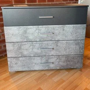 Downtown Rauch Korbach Stone Grey and Metallic Grey Wide 4 Drawer Chest