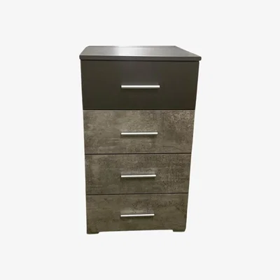 Downtown Rauch Korbach Stone Grey and Metallic Grey Narrow 4 Drawer Chest