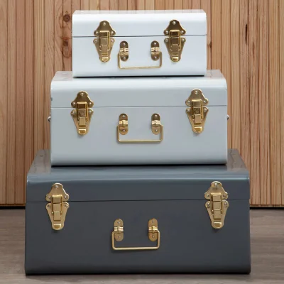 Pagazzi Set of Three Assorted Storage Trunks - Grey