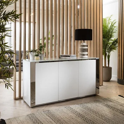 Quatropi Modern Large 3 Door Sideboard Cabinet Storage Fully Assembled White 160cm
