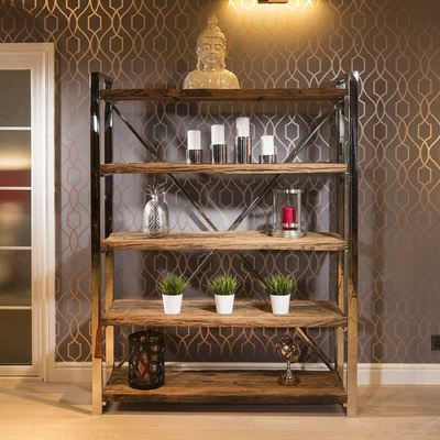 Quatropi Luxury Bookcase / Display Cabinet Solid Reclaimed Hardwood W183xH140cm