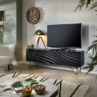 Quatropi Unique Black Sideboard Nordic-Inspired Modern Cabinet - 180cm Ash Wood