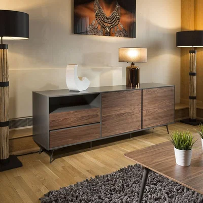 Quatropi Quatropi Tembie Large Sideboard Rich Walnut Grey 2 drawers 2 Cupboards