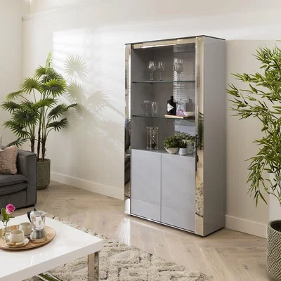 Quatropi ExDisplay Sophie Tall Display Case Cabinet Storage Grey