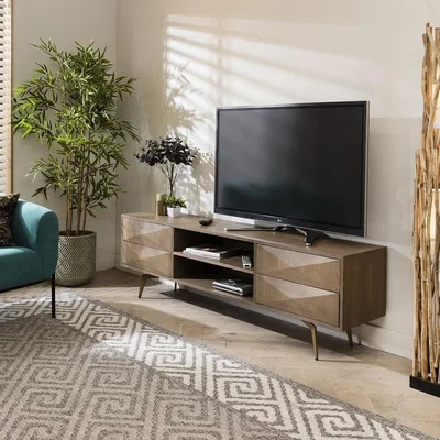 Quatropi Convex Geometric TV Stand Cabinet Grey 190cm