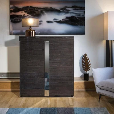 Quatropi Sideboard / Tall Cabinet / Cupboard High Gloss Black Grain Lacquered