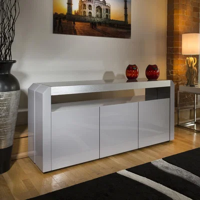 Quatropi Modern Designer Grey High Gloss Sideboard Cabinet Buffet 701M