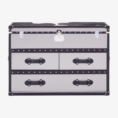 The Range Kensington Townhouse Black And White Genuine Cowhide 3 Drawer Cabinet