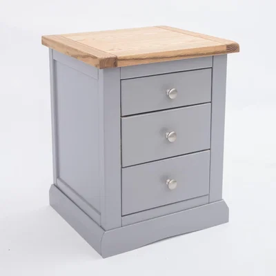 The Range Rocca 3 Drawer Bedside Cabinet - Grey / Chrome Knob
