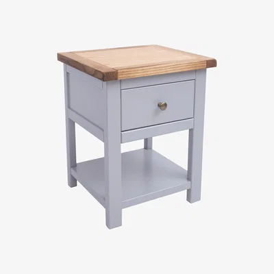 The Range Mirano 1 Drawer Bedside Cabinet with Shelf - Chrome Knob - Grey / Brass
