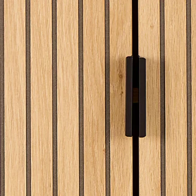 The Range Jaipur Cabinet 2 Doors 3 Shelves With Oak Lamella Front - Oak