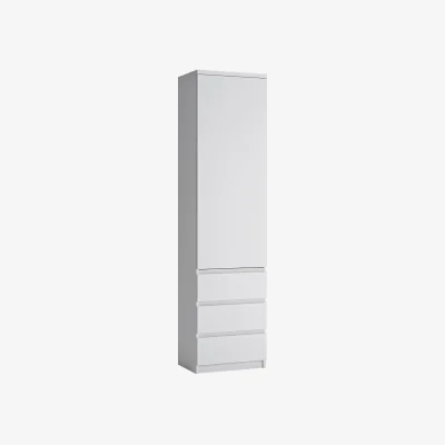 The Range Fribo Tall Narrow 1 Door 3 Drawer Cupboard in White - White
