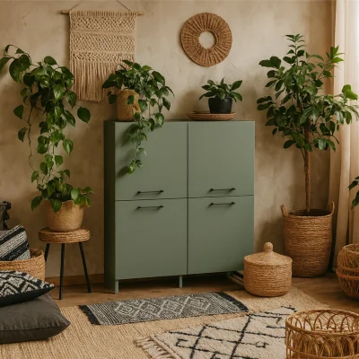 The Range Onyx Sage 4 Door Storage Cabinet - Green