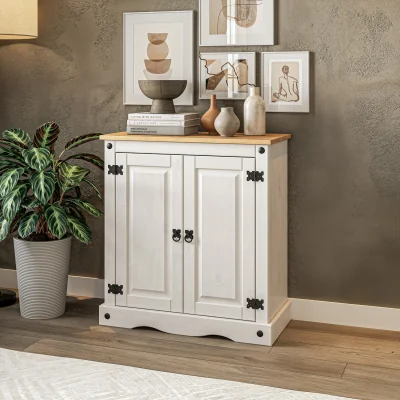 The Range Corona Sideboard White 2 Door Cupboard Solid Mexican Pine - White