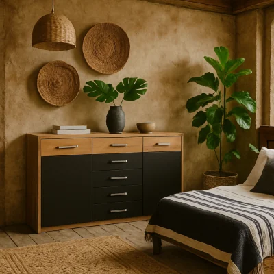 The Range Dunedin Stirling effect Wide Cupboard with Matt Fronts - Black