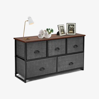 The Range Metal Frame Fabric Drawer Cabinet  - Black